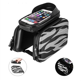 WEST BIKING Reflective Zebra Stripes Bike Bicycle Bag Cycling Waterproof Screen Touch Top Tube Phone Bag