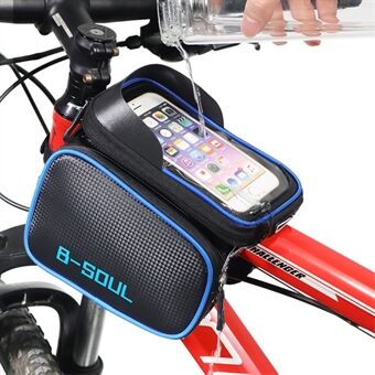 B-SOUL Cycling Bike Front Frame Bag Bicycle Tube Pannier Double Pouch 6.2-inch Cellphone Touch Screen Pocket