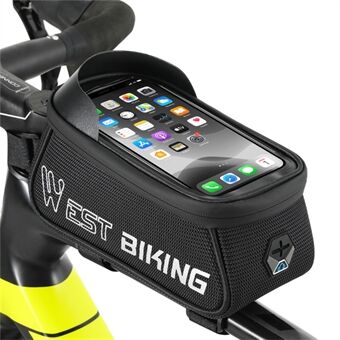 WEST BIKING YP0707267 Bicycle Top Tube Phone Bag 1.5L Sensitive Touch Screen Reflective Bike Front Frame Bag