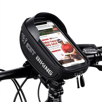 WEST BIKING YP0707269 Bicycle Front Frame Handlebar Waterproof EVA + PU Storage Bag Cycling Touch Screen Phone Holder Bag