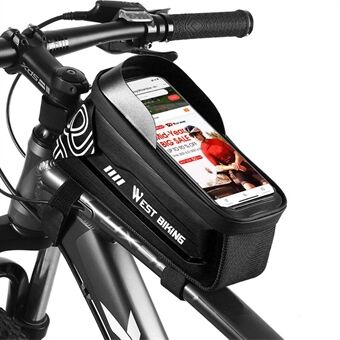 WEST BIKING YP0707277 2.2L Waterproof Top Tube Phone Bag Bicycle Touch Screen Cell Phone Holder Pouch for Phone Below 7.4 inch