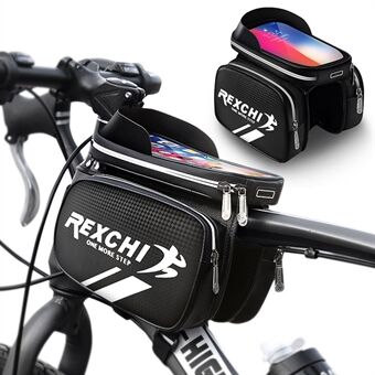 REXCHI BB03 Cycling Bike Front Frame Saddle Bag Visor Design Detachable Touch Screen Phone Pouch Bicycle Top Tube Storage Bag