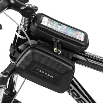 YSANAM YS-03S 5L Waterproof EVA Hard Shell MTB Road Bicycle Top Tube Bag Bike Front Beam Touch Screen 7 inch Phone Holder Storage Bag