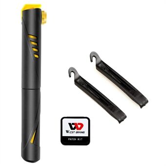 WEST BIKING 120PSI Portable Bicycle Pump with Tire Lever Bars Glue-free Tire Patch Bike Repair Tool Kit Set