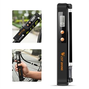 WEST BIKING Bicycle Electric Pump Portable Tire Air Pump Small Automatic Inflator with Digital Display for Electric Bike/Motorcycles/Toys/Balls