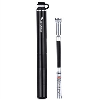 WEST BIKING YP0711138 Portable 160PSI High Pressure Bicycle Tire Pump Aluminum Alloy Air Inflator with Built-in Pressure Gauge