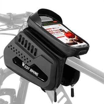 WEST BIKING YP0707294 TPU Hard Shell Cycling Bike Front Frame Bag Touch Screen Visor Design Phone Pouch Bicycle Top Tube Storage Bag