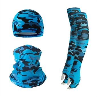 Summer Anti-UV Breathable Ice Silk Sun-proof Cycling Arm Sleeves+Liner Cap+Neck Gaiter Set