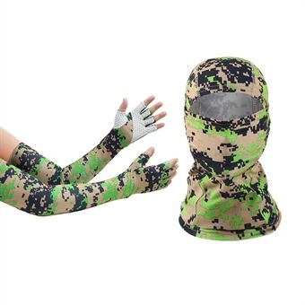 Summer Outdoor Cycling Driving Sun-proof Breathable Ice Silk Half-Finger Arm Sleeves+Balaclava Cap Set