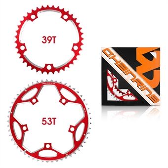 WEST BIKING YP0719272 Road Bike Chainring 130BCD 39T/53T Bicycle Aluminum Alloy Crankset Tooth Plate for 8/9/10/11 Speed Chain Wheel Double Crown