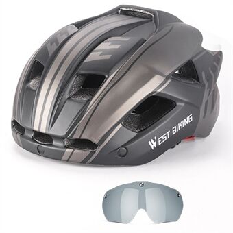 WEST BIKING YP0708094 Magnetic Goggles Helmet Integrated Bike Helmet Lightweight Cycling Helmet Men Women Bicycle Safety Gear for Mountain Bicycle Road Bike