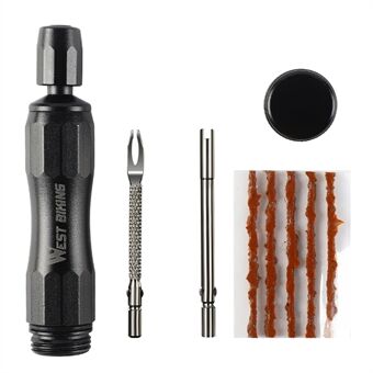 WEST BIKING Portable Mountain Bike Tire Repair Kit Aluminum Alloy Tubeless Tire Maintain Tool Set - Black