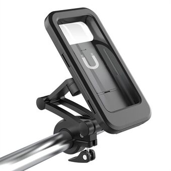 Bicycle Mobile Phone Bracket Universal Waterproof Motorcycle Handlebar Support Frame Cell Phone Holder, Size: L - Black