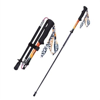 REBORNSUN 100-115cm Trekking Pole Collapsible Lightweight Hiking Pole Strong Carbon Fiber Adjustable Walking Stick with Wrist Strap