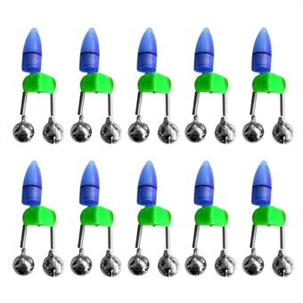 10Pcs Night Fishing Rod Bait Alarms Indicators LED Light with Twin Bells