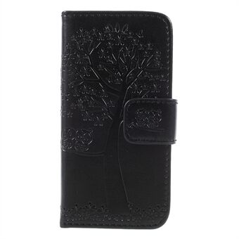 Imprint Tree Owl Magnetic Wallet PU Leather Stand Cover for iPhone 5 / 5s / SE