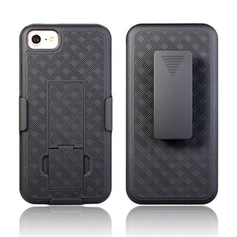 Woven Texture PC + TPU Swivel Belt Clip Holster Case for iPhone 8/7/SE 2 (2020) - Black