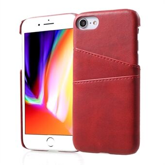 Double Card Slots PU Leather Coated PC Hard Casing for iPhone SE 2nd Gen (2020)/8/7 4.7 inch