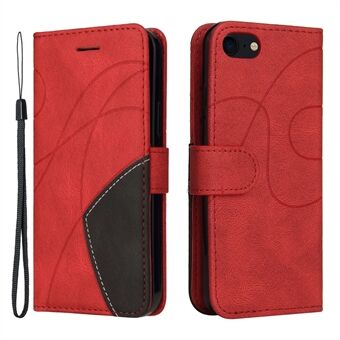 Anti-Resistant Bi-color Splicing Slim Magnetic Soft PU Shockproof Flip Cover Wallet with Hand Strap for iPhone SE (2020) / 7 4.7 inch / 8 4.7 inch