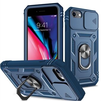 Ring Kickstand Hard PC Back + Soft TPU Edge Protective Shockproof Case with Camera Cover for iPhone 6 / 7 / 8 4.7 inch