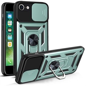 Camera Slide Cover Ring Holder Kickstand Design PC + TPU Drop-proof Phone Cover Case for iPhone SE (2nd Generation)/7 4.7 inch/8 4.7 inch