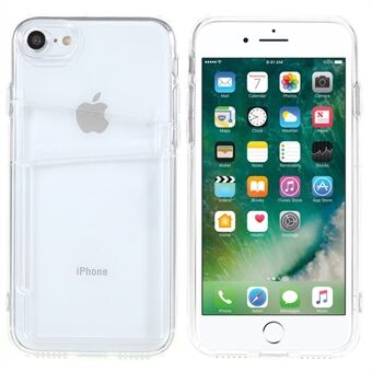 For iPhone SE (2nd Generation)/ 7/8 4.7 inch Clear Flexible TPU Soft Skin Protective Phone Case with Double Card Holder Slots