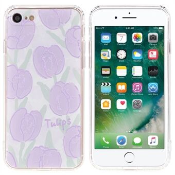 For iPhone7/8/SE (2nd Generation) Protective Phone Case Scratch Resistant Shockproof Phone Cover with Tulip Embossed Pattern