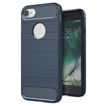 For iPhone 8/7 4.7 inch Brushed TPU Anti-Scratch Shockproof Carbon Fiber Protective Back Case