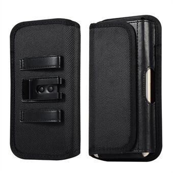 Universal Clip Hanging Waist Bag Card Holder Pouch Leather Phone Case for 5.2 inch Smartphones - Black