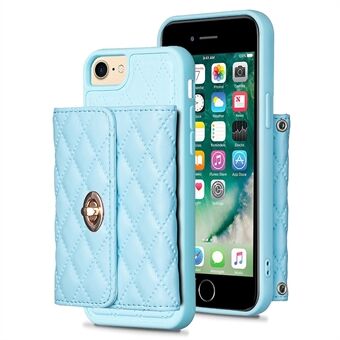 BF21-Style For iPhone 6 / 6s / 7 / 8 4.7 inch Phone Protective Case Long Strap PU Leather+TPU Cover with Card Bag Kickstand