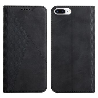 Skin-touch Auto-absorbed Rhombus Imprint Stand Wallet Leather Phone Protection Cover for iPhone 6 Plus 5.5 inch/6s Plus 5.5-inch/7 Plus 5.5 inch/8 Plus 5.5 inch