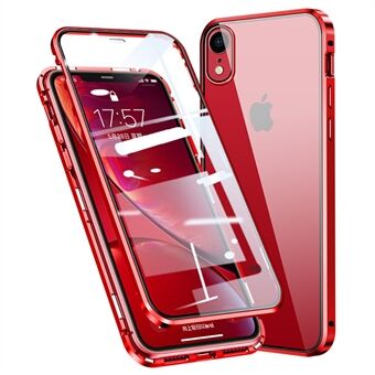 Magnetic Installation Metal Frame + Tempered Glass Full Covering Phone Cover for iPhone XR 6.1 inch