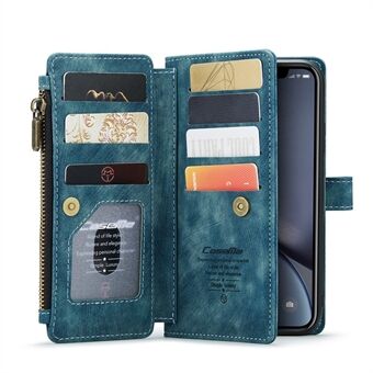 CASEME C30 Series Multiple Card Slots All-Round Protection Zippered Wallet Design PU Leather Phone Case with Stand for iPhone XR 6.1 inch