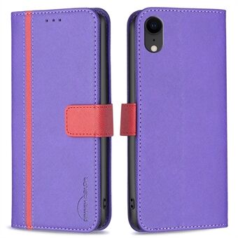 BINFEN COLOR BF Leather Series-9 for iPhone XR 6.1 inch Wallet Magnetic Closure Cover Style 13 Splicing Cross Texture Leather Stand Flip Protective Cover