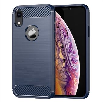 For iPhone XR 6.1 inch Drop Protection Flexible TPU Phone Back Cover Brushed Carbon Fiber Texture Cell Phone Case