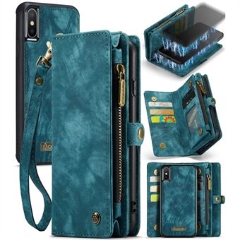 CASEME Vintage PU Leather Detachable 2-in-1 Multi-slot Wallet Casing for iPhone Xs Max 6.5-inch