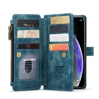 CASEME C30 Series Multiple Card Slots Stand Wallet Double-sided Magnetic Clasp PU Leather Case with Zipper Pocket for iPhone XS Max 6.5 inch