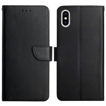 Top Layer Genuine Leather Nappa Texture Wallet Stand Full Body Protective Phone Case for iPhone XS Max 6.5 inch