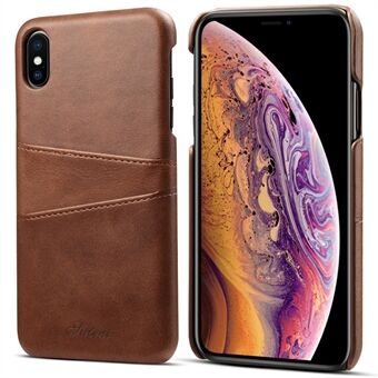 SUTENI PU Leather Coated PC Case Textured PU Leather Phone Protector with Card Holders Design for iPhone XS Max 6.5 inch