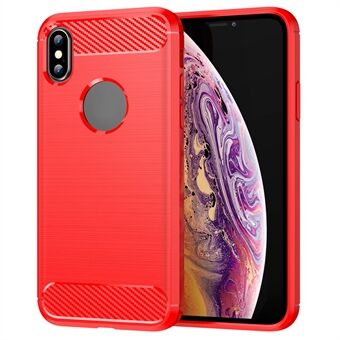 1.8mm Stylish Carbon Fiber Brushed Design Flexible TPU Anti-drop Mobile Phone Cover Case for iPhone XS Max 6.5 inch