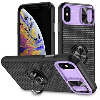 Phone Case for iPhone XS Max PC+TPU Ring Kickstand Phone Shell with Camera Lens Cover