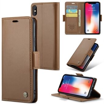 CASEME 023 Series For iPhone XS Max 6.5 inch Litchi Texture Leather Wallet Case RFID Blocking Flip Stand Cover