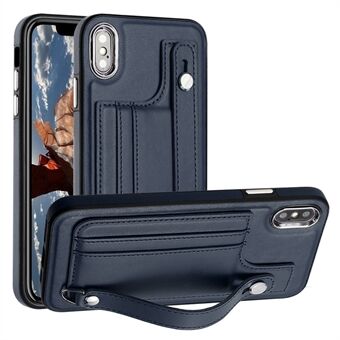 YB Leather Coating Series-5 For iPhone XS Max 6.5 inch Card Slots Shockproof Cover Leather Coated TPU Case with Kickstand