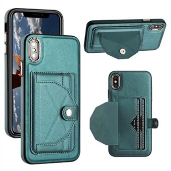 YB Leather Coating Series-4 for iPhone XS Max Leather Coated TPU Phone Case with Card Slots Kickstand