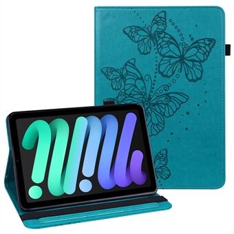 Imprinted Butterfly PU Leather Stand Protective Case with Card Slots and Elastic Band for iPad Mini / 2 / 3 / 4 / mini (2019) 7.9 inch