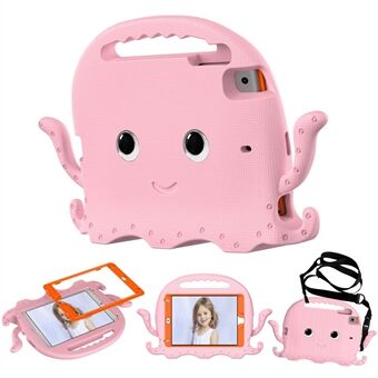 For iPad Mini/Mini 2/mini 3/mini 4/mini (2019) 7.9 inch EVA Tablet Case Cute Cartoon Octopus Protective Cover Pen Slot Design Anti-drop Case with Handle and Shoulder Strap