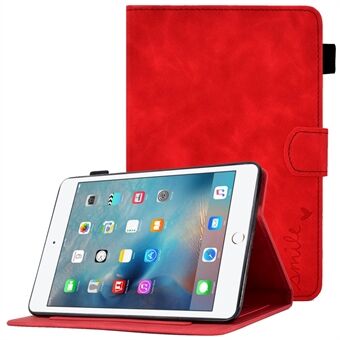 For iPad Mini / Mini 2 / 3 / 4 / Mini (2019) 7.9 inch Solid Color Shockproof Case Anti-Fall Leather Folio Flip Cover Pattern Imprinted Tablet Stand Case with Card Slots