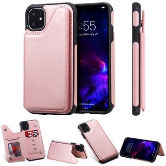 Card Slots PU Leather Coated TPU Cover Phone Case for iPhone 11 6.1-inch