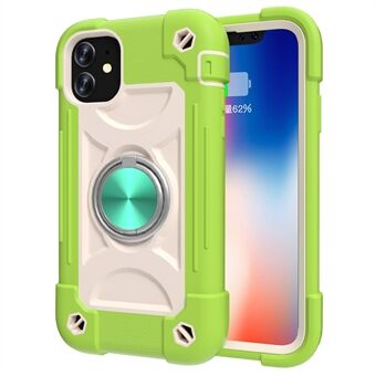 PC + Silicone Phone Case Multi-Color 3-in-1 Built-in Magnetic Metal Plate Drop-Resistant Corner Cushions Phone Protector for iPhone 11 6.1 inch