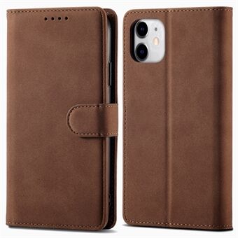 RFID Anti-theft Swiping Design Matte PU Leather Wallet Stand Phone Cover Shell for iPhone 11 6.1 inch